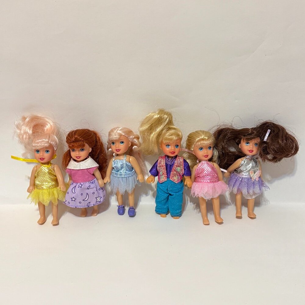 Lot of 6 Kid Kore Toddler Dolls with Clothes Vintage